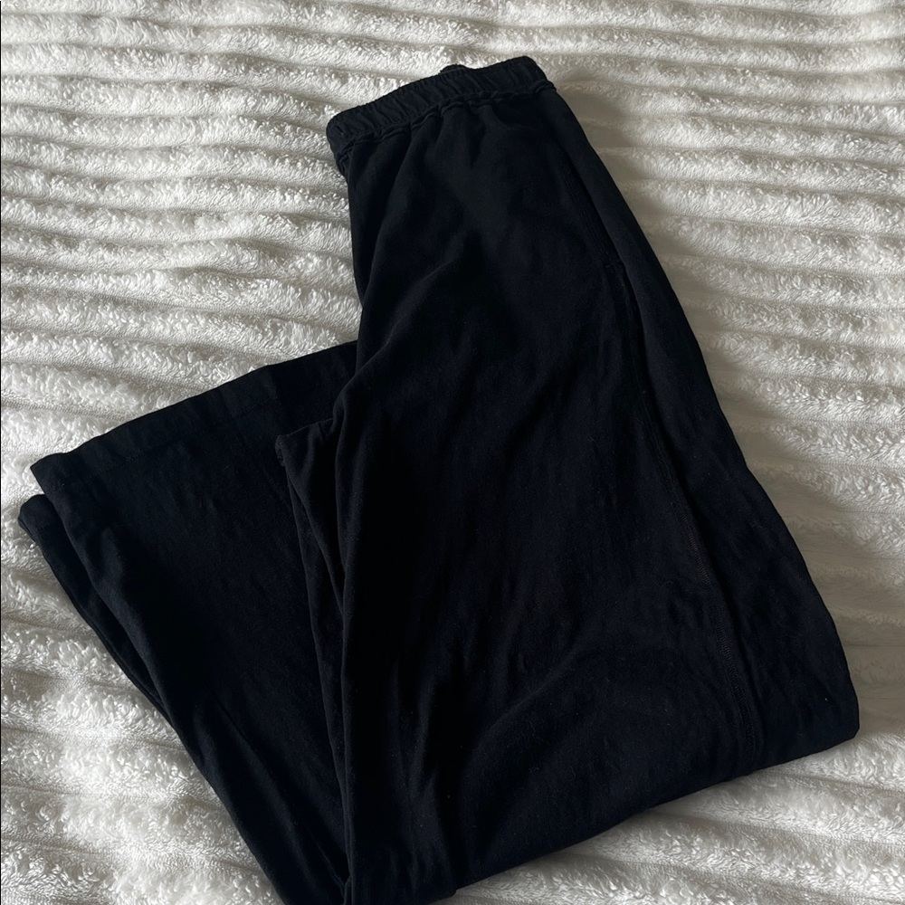 Black Wide Leg Cotton Pants
